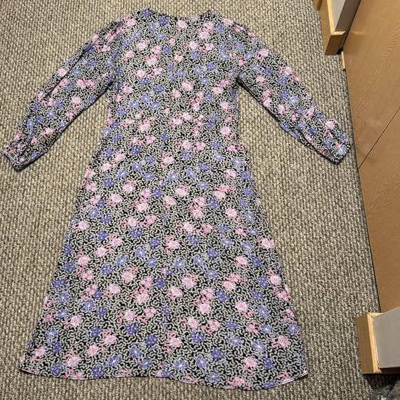 Loft Floral Ruchid Midi Dress Long Sleeve - Picture 11 of 11